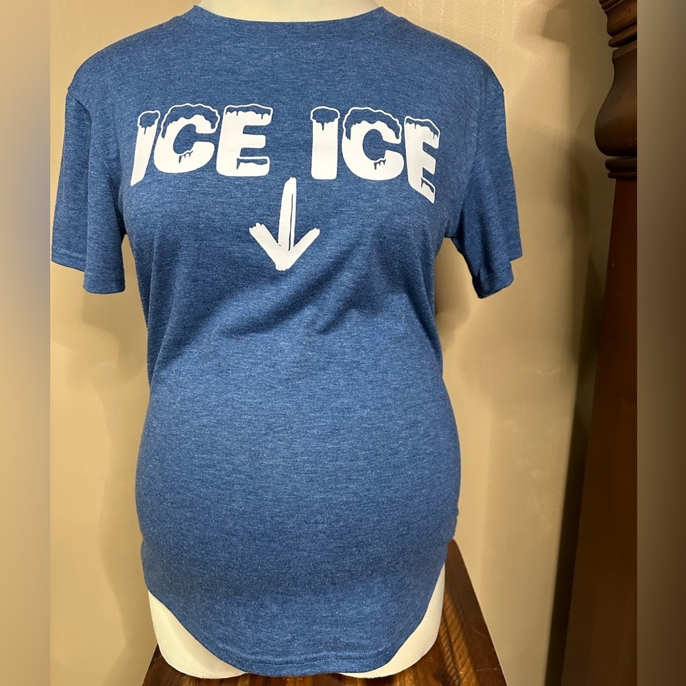 Ice Ice ⬇️ Baby Blue Graphic Women's Maternity Top size Medium